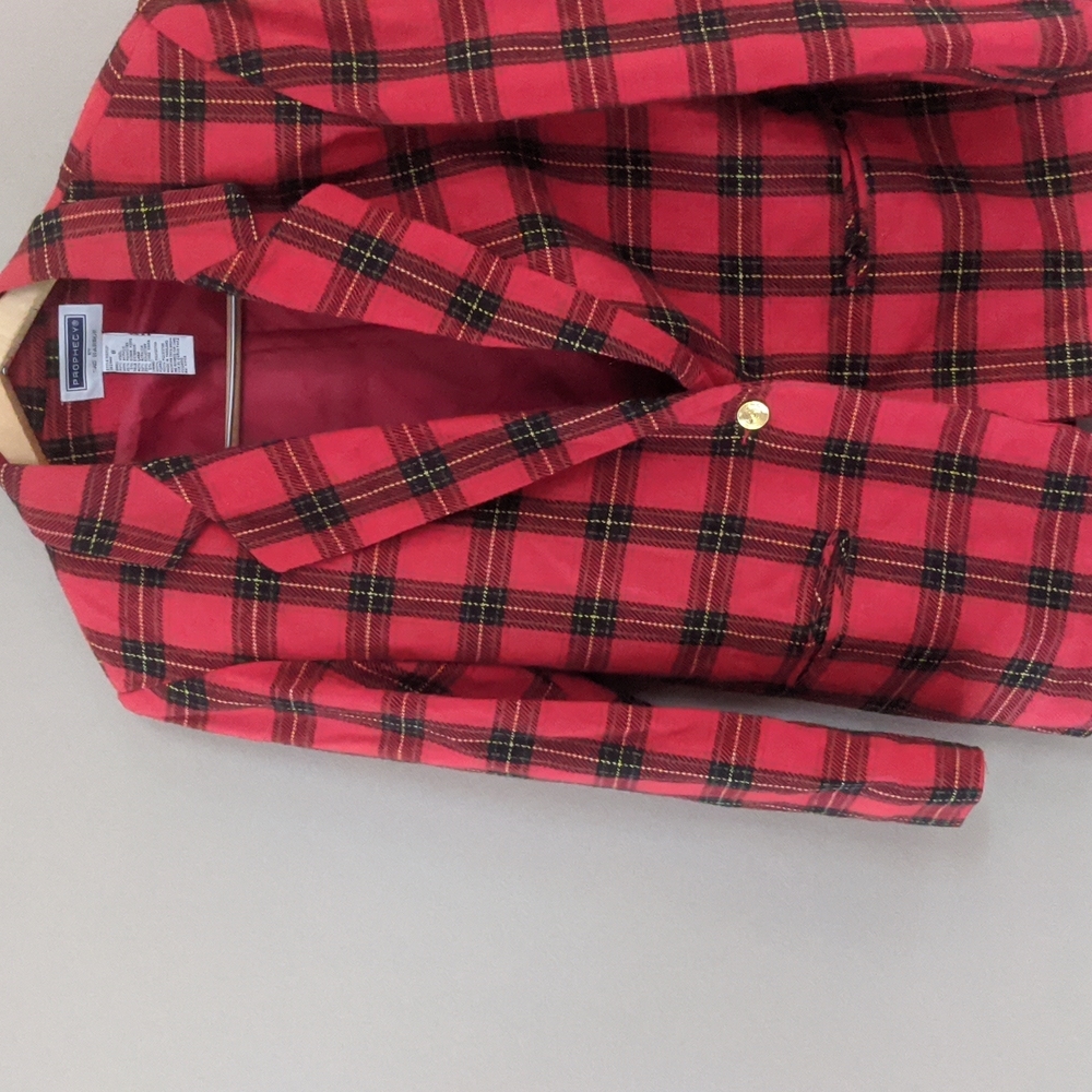 Wool Sag harbor size 8 preppy plaid blazer with gold prophecy retro vintage - Picture 2 of 8